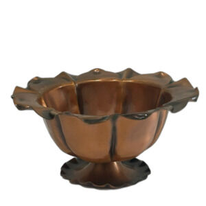 Vintage Copper Dish Bowl Hammered Pedestal Floral Pedals Raised